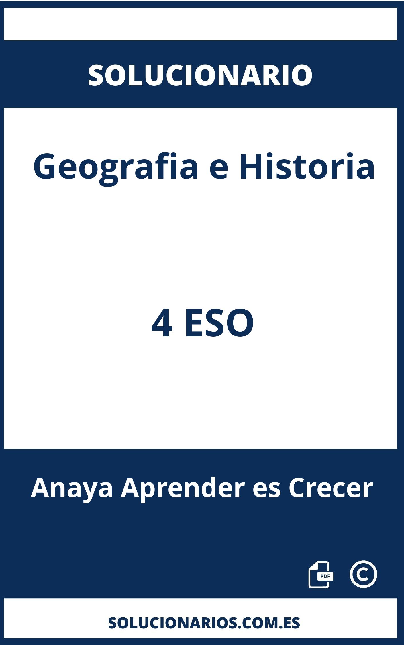 Solucionario De Geografia E Historia 4 ESO Anaya Aprender Es Crecer