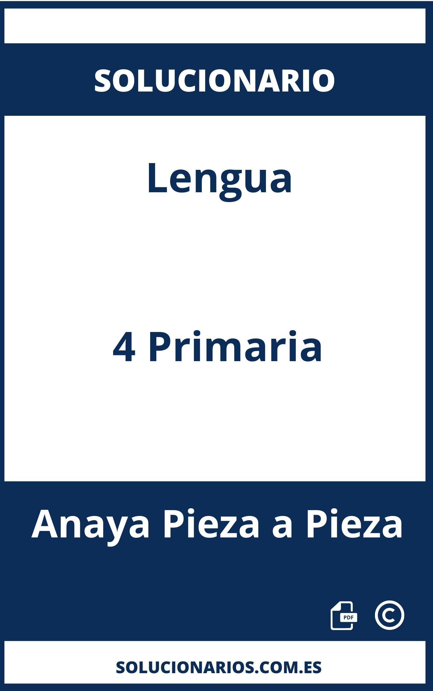 Solucionario Lengua 4 Primaria Anaya Pieza a Pieza